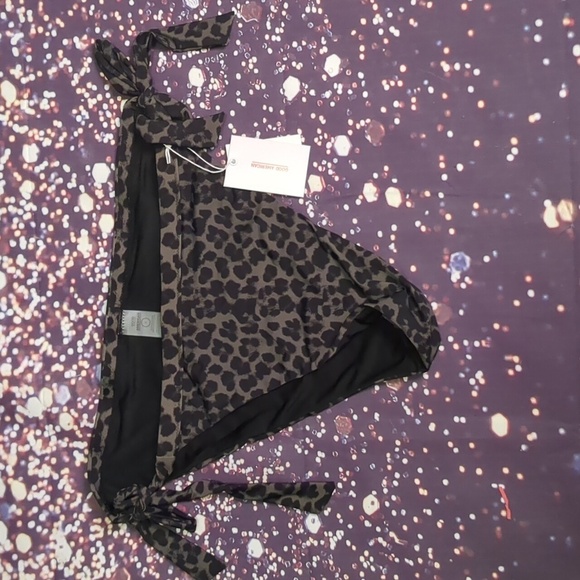 Good American side tie swim leopard olive bottoms size 6 - Picture 1 of 7